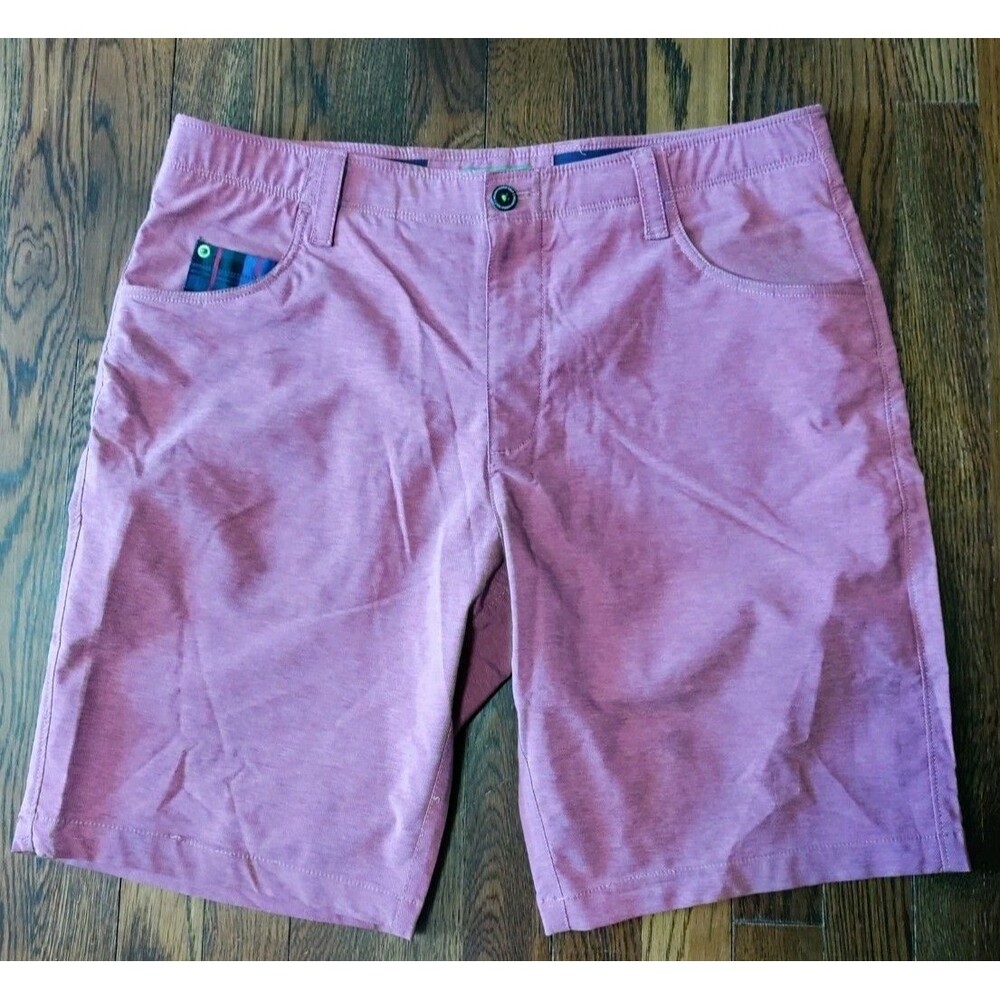 William Murray Golf Performance Shorts Men's 34x10 Heather Red Chino Flat Front